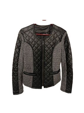Point Zero faux leather zip Moto sweater jacket size medium